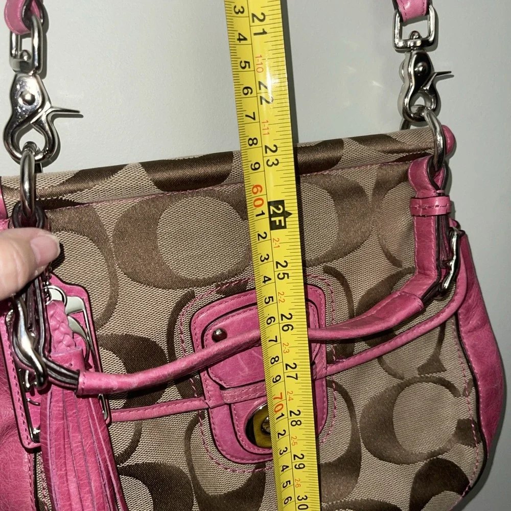 Coach Willis 70th Anniversary Brown Signature With Pink Leather Top Handle 19034 - Picture 10 of 15